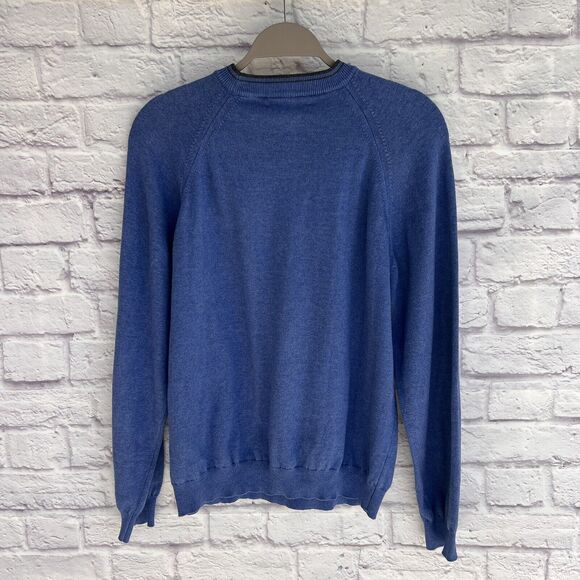 Valda By Toscano Italy Mens Viscose Crewneck Knit Sweater Medium Pullover Blue - Picture 2 of 10
